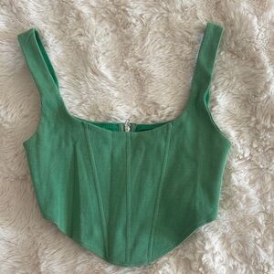 Princess Polly Green Ribbed Crop Top